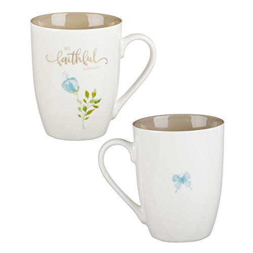 Christian Art Gifts Ceramic Coffee or Tea Mug Set for Women, Be Grateful, Faithful, Thankful, Joyful Bible Verse Mug Set, Boxed Set of 4 Coffee Cups