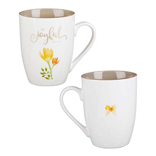 Christian Art Gifts Ceramic Coffee or Tea Mug Set for Women, Be Grateful, Faithful, Thankful, Joyful Bible Verse Mug Set, Boxed Set of 4 Coffee Cups