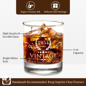 70th Birthday Gifts for Men Whiskey Glass Set - 70th Birthday Decorations, Party Supplies - 70 Year Anniversary, Bday Gifts Ideas for Him, Dad, Husband, Friends - Wood Box & Whiskey Stones & Coaster