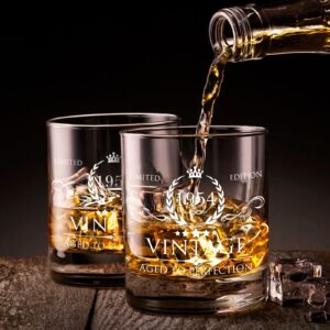 70th Birthday Gifts for Men Whiskey Glass Set - 70th Birthday Decorations, Party Supplies - 70 Year Anniversary, Bday Gifts Ideas for Him, Dad, Husband, Friends - Wood Box & Whiskey Stones & Coaster