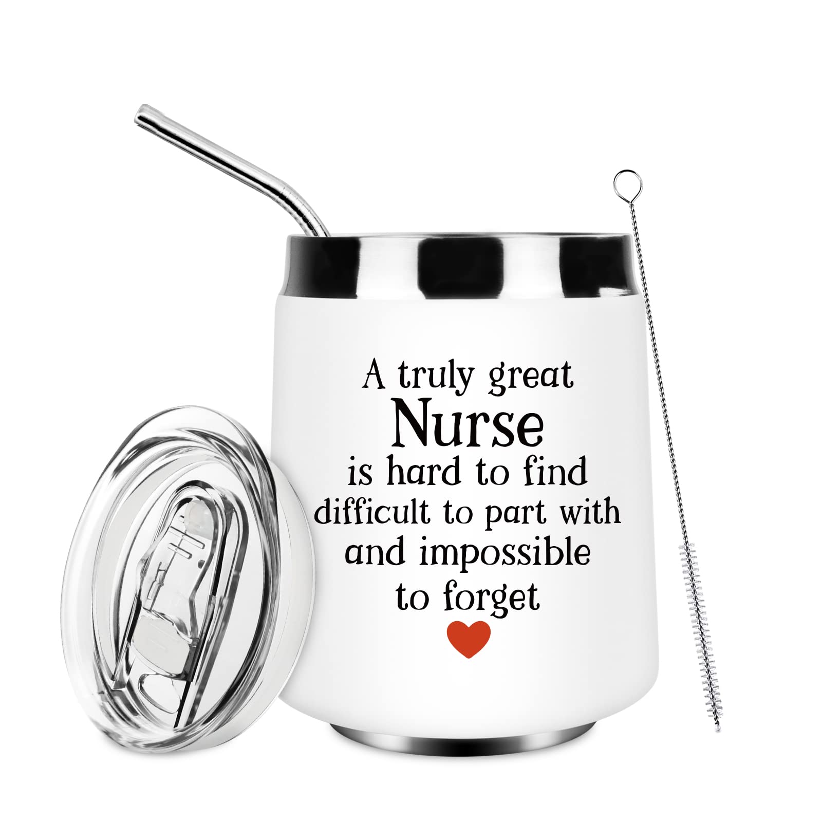 NBOOCUP Nurse Gifts for Women - A Truly Great Nurse Is Hard To Find And Impossible To Forget. Birthday, Nurse Appreciation Gifts, Nurse Week Gifts, Thank You Gifts for Nurse Women,12 OZ Wine Tumbler