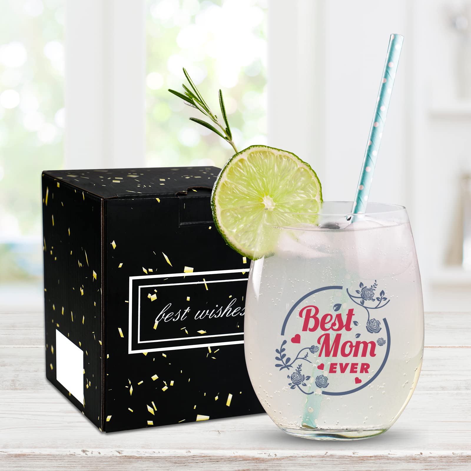Best Mom Ever Wine Glass Christmas Gifts - Unique Wine Glasses Christmas Decorations Gifts for Mom