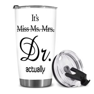 bechusky it's miss ms mrs dr actually tumbler, dr actually coffee tumbler, dr tumbler, doctor tumbler, phd graduation tumbler, phd tumbler, doctorate degree mug, dr cup gift friend men women white