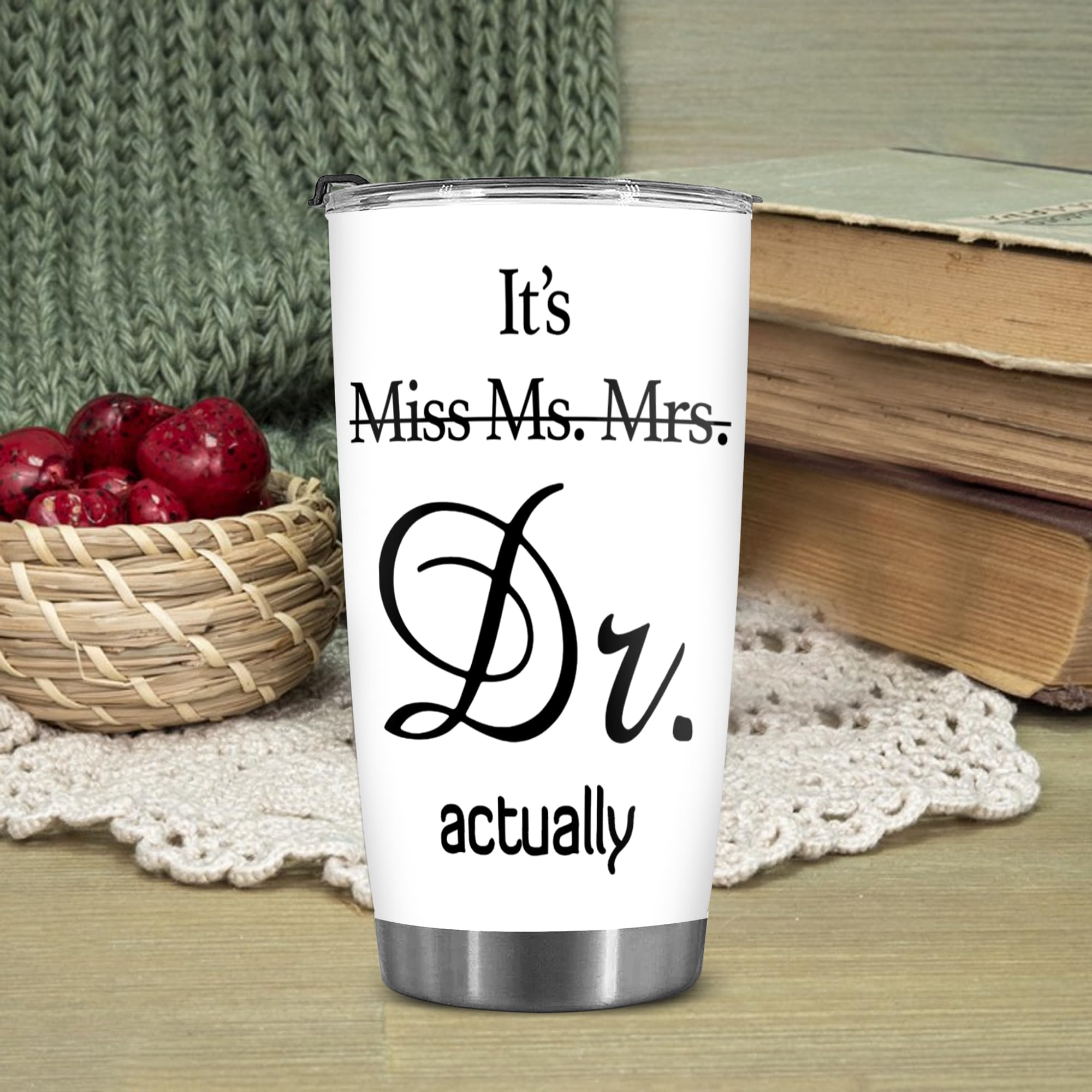 BECHUSKY It's Miss Ms Mrs Dr Actually Tumbler, Dr Actually Coffee Tumbler, Dr Tumbler, Doctor Tumbler, Phd Graduation Tumbler, Phd Tumbler, Doctorate Degree Mug, Dr Cup Gift Friend Men Women White