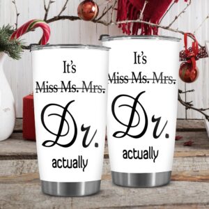 BECHUSKY It's Miss Ms Mrs Dr Actually Tumbler, Dr Actually Coffee Tumbler, Dr Tumbler, Doctor Tumbler, Phd Graduation Tumbler, Phd Tumbler, Doctorate Degree Mug, Dr Cup Gift Friend Men Women White