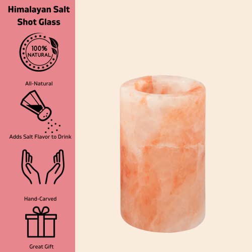 D'Eco Himalayan Salt Shot Glasses (4 Pack) - Hand-Carved 3" All-Natural Pink Salt Tequila Shooters - Add light salt flavor to any drink without the mess - Holiday Party Exchange & Christmas Gift Idea