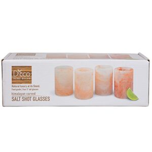 D'Eco Himalayan Salt Shot Glasses (4 Pack) - Hand-Carved 3" All-Natural Pink Salt Tequila Shooters - Add light salt flavor to any drink without the mess - Holiday Party Exchange & Christmas Gift Idea