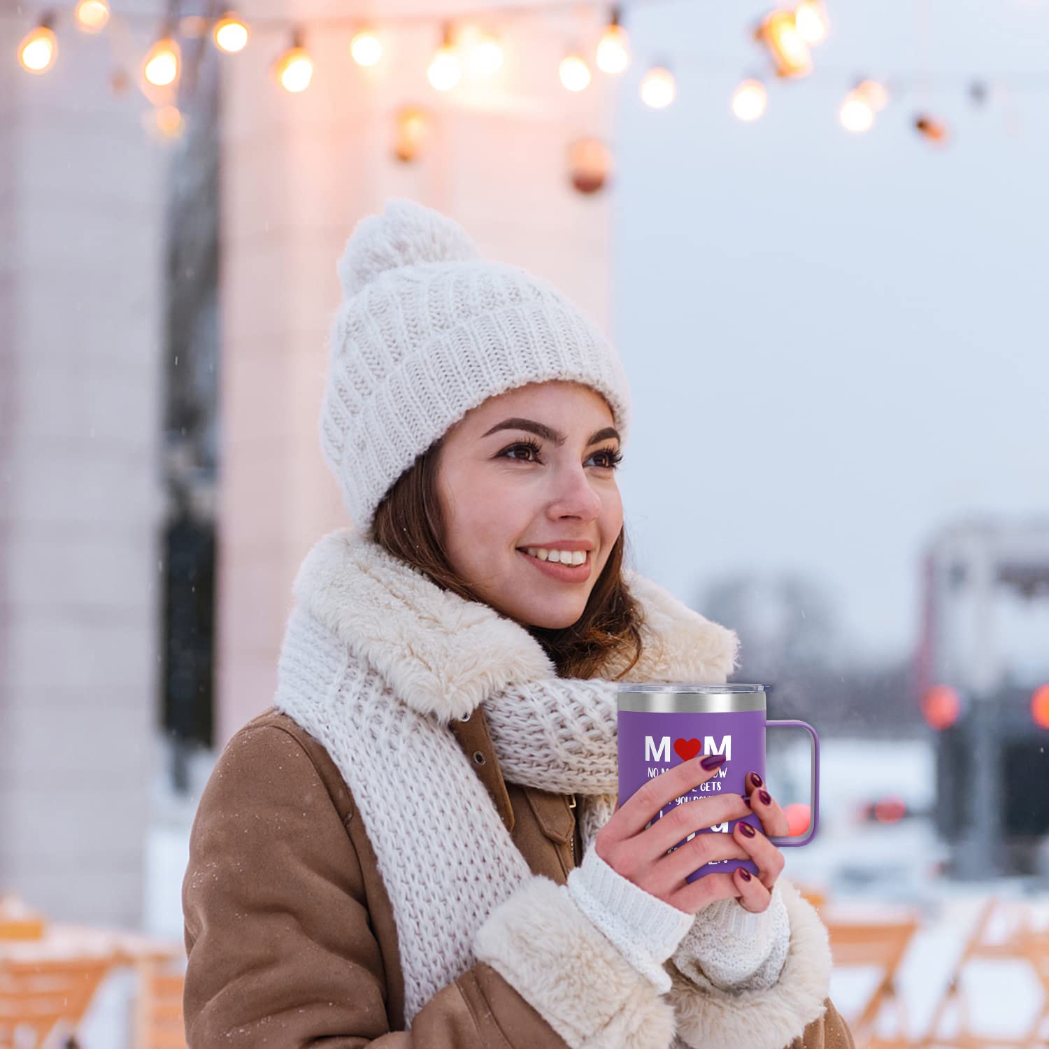 Birthday Gifts for Mom, Mother's Day Gifts from Daughter Son, New Mom Cool Great Best Funny Ideas Presents for Women, Insulated Stainless Coffee Tumbler Cup with Lid for Christmas Valentine's Day