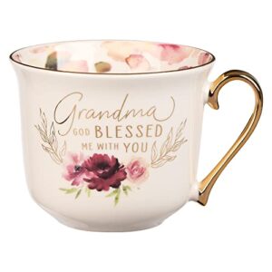 christian art gifts ceramic scripture coffee and tea mug for grandmothers 13 oz floral pink lead-free inspirational bible verse mug - blessed is the one who trusts in the lord - jeremiah 17:7