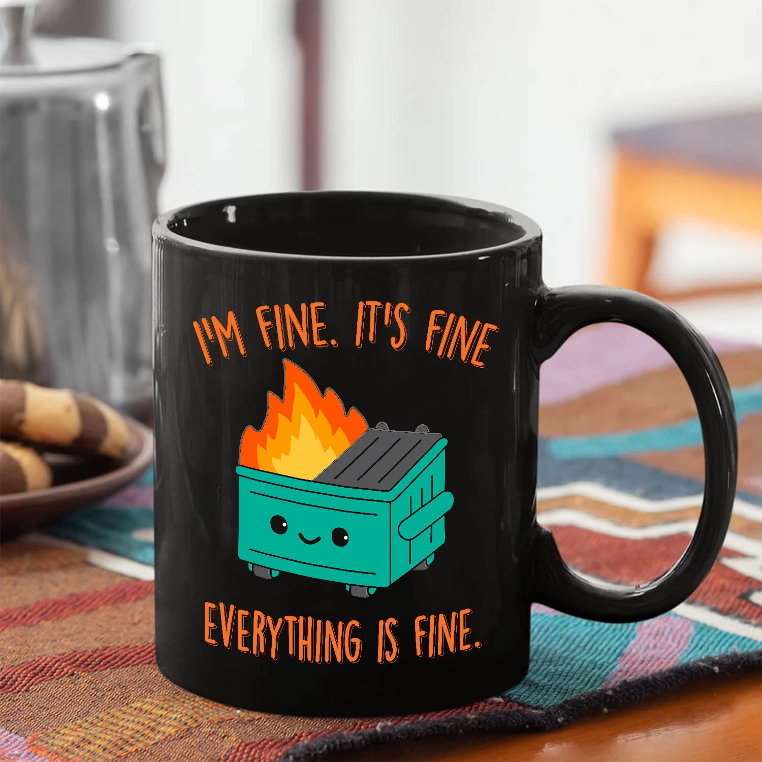 Everythings Fine Mug, Dumpster Fire Mug, Im Fine Mug, Its Fine Mug, This Is Fine Mug, Im Fine Coffee Mugs, Witty Coffee Mugs, Dumpster Fire Coffee Mug, Ceramic Cup Black 11 Oz