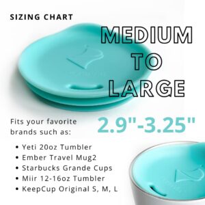 Reusable Coffee Cup Silicone Lid – Fits Any Tumbler, Water Bottle, & Ceramic Coffee Mug – Dishwasher-Safe Ceramic Travel Mug Lid Keeps Hot Cups Hot (Medium to Large - Pacific)