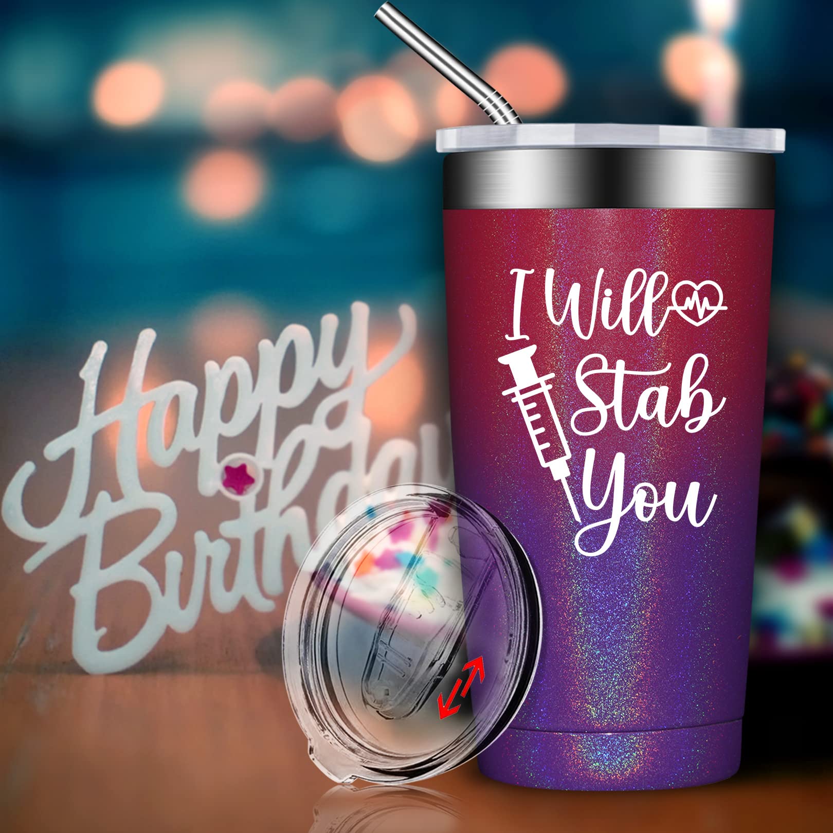 BIRGILT I Will Stab You Gifts - Nurse Gifts for Women - Nurse Week Gifts - Appreciation Gifts for Nurses - School Nurse Practitioner Graduation Gifts - 20oz Nurse Tumblers