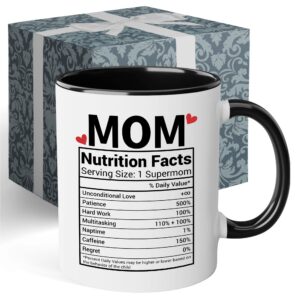 2imt mom nutrition facts mug - best mom mug funny mugs for mom - mother's day coffee mug for mom from son - cool mom mug nutrition facts mug for mom mothers coffee mug - black accent mug 11oz