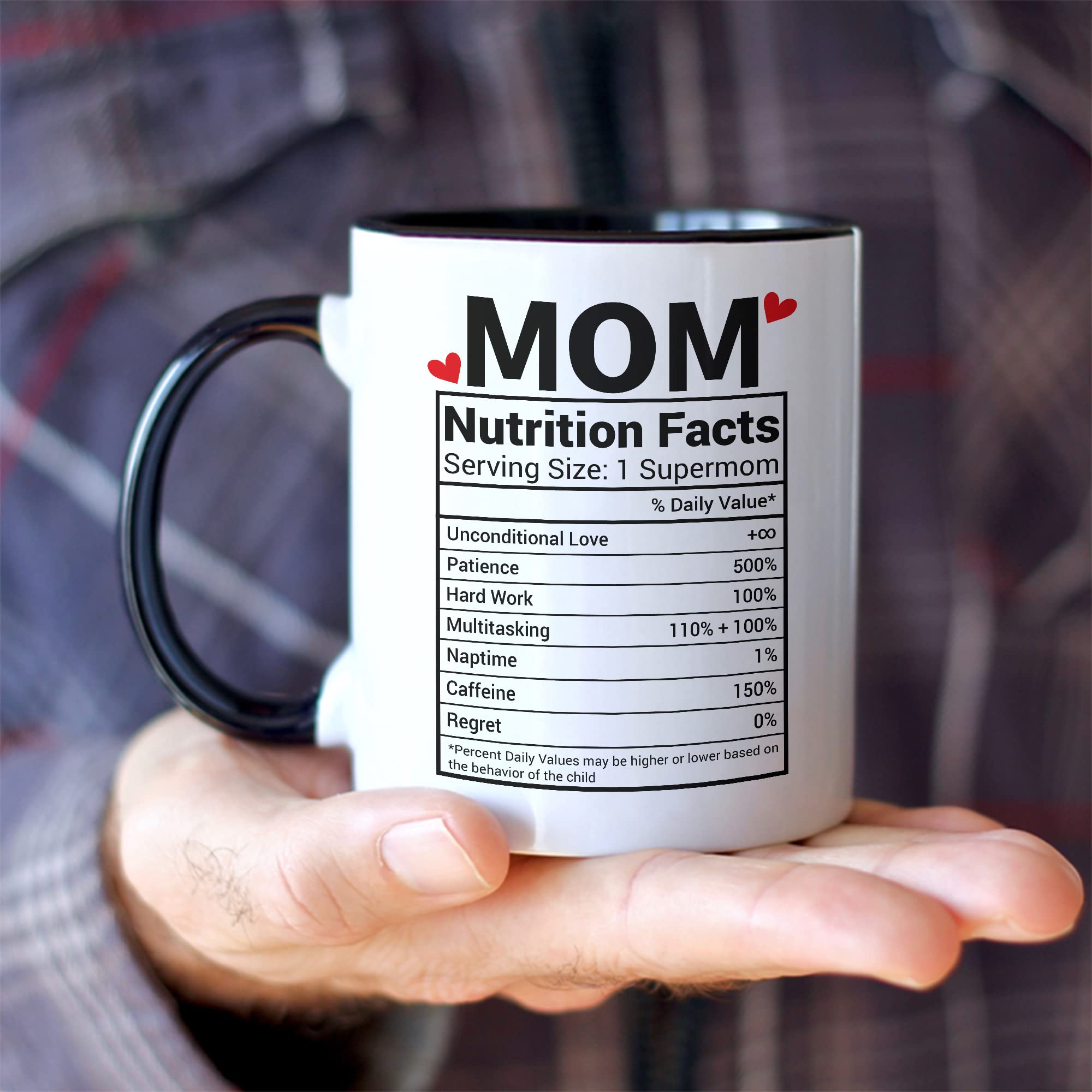 2IMT Mom Nutrition Facts Mug - Best Mom Mug Funny Mugs For Mom - Mother's Day Coffee Mug For Mom from Son - Cool Mom Mug Nutrition Facts Mug for Mom Mothers Coffee Mug - Black Accent Mug 11oz