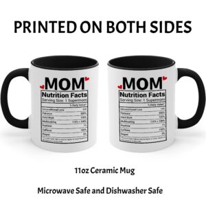 2IMT Mom Nutrition Facts Mug - Best Mom Mug Funny Mugs For Mom - Mother's Day Coffee Mug For Mom from Son - Cool Mom Mug Nutrition Facts Mug for Mom Mothers Coffee Mug - Black Accent Mug 11oz