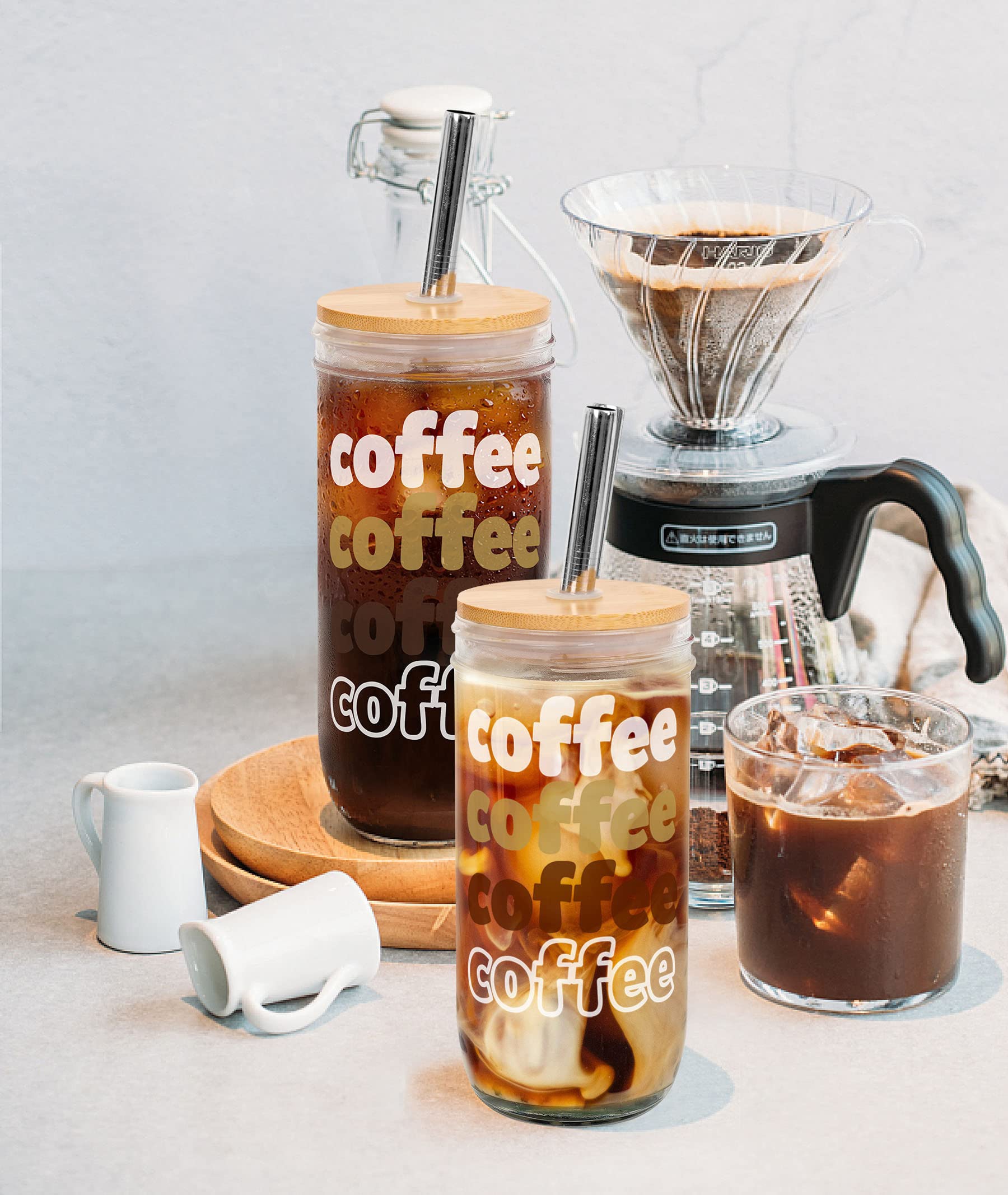 ANOTION Mom Coffee Mug, Mama Needs Coffee 24oz Wide Mason Jar with Lid and Straw Iced Coffee cups with Coffee Socks Gift for Mom Novelty Birthday Gift for Mom New Mom Gift