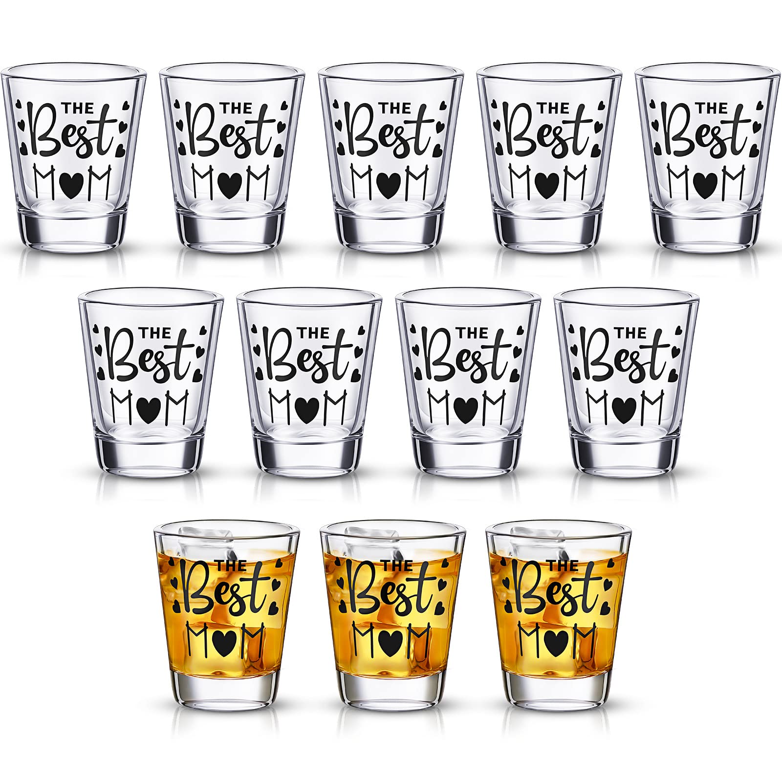 Nuanchu 12 Pieces Shot Glass 2 oz Clear Shot Glass Set Gift for Birthday Anniversary (Mom)