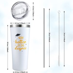 Graduation Present, 22 oz Graduation Tumbler Now Hotter by One Degree Travel Tumbler Insulated Stainless Steel Vacuum Double Wall Travel Tumbler Mug with Lid, Straw and Brush for College High School