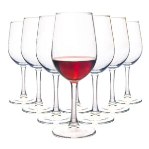 hakeemi wine glasses set of 8, 12 oz red white wine glasses, clear, dishwasher safe