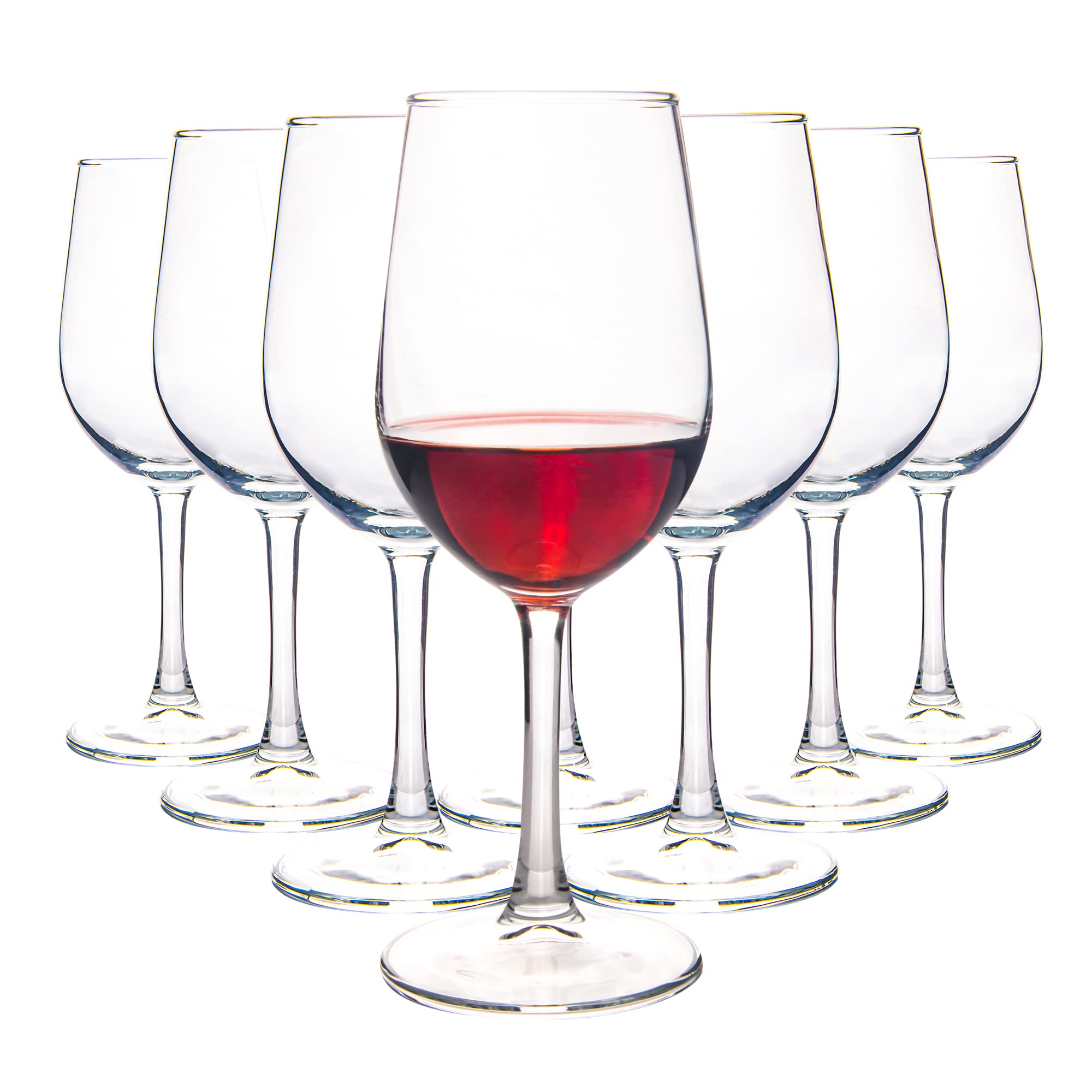 HAKEEMI Wine Glasses Set of 8, 12 oz Red White Wine Glasses, Clear, Dishwasher Safe