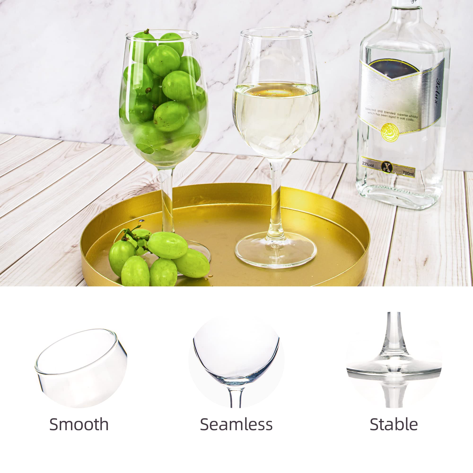HAKEEMI Wine Glasses Set of 8, 12 oz Red White Wine Glasses, Clear, Dishwasher Safe