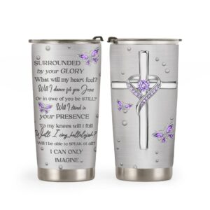 64hydro 20oz christian gifts for women, mom, friends, valentines day gifts for her religious gifts for women printed jewelry butterfly faith i can only imagine tumbler cup, travel coffee mug with lid