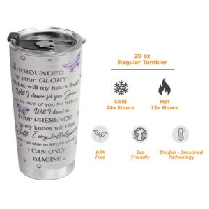 64HYDRO 20oz Christian Gifts for Women, Mom, Friends, Valentines Day Gifts for Her Religious Gifts for Women Printed Jewelry Butterfly Faith I Can Only Imagine Tumbler Cup, Travel Coffee Mug with Lid