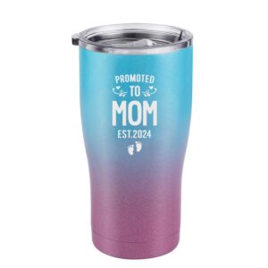 NUI LIVING Promoted to Mom Est 2024 Tumbler - New Mom Gifts Ideas - First Time Mom - Mom to be - Mommy w/New Baby Gift - Cute Expecting Mother to be Baby Shower Presents for Her (Purple Teal 2022)