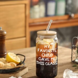 WODOHOLO Birthday Gift for Dad Mom from Daughter, Son, Father Birthday Gifts, Fathers Day Drinking Glass Cup 16oz with Lid and Straw Can Shaped Glass Mama Iced Coffee Bear Can Glass Tumbler