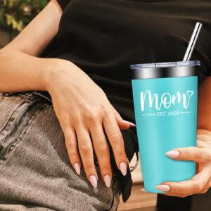 New Mom Gifts - Best Expecting Mom Gifts for Women - Mom Est. 2024-1st Mothers Day Gift for New Mom, New Mommy, Mom to be, Promoted to Mom - First Time Mom Tumbler Cup 20oz