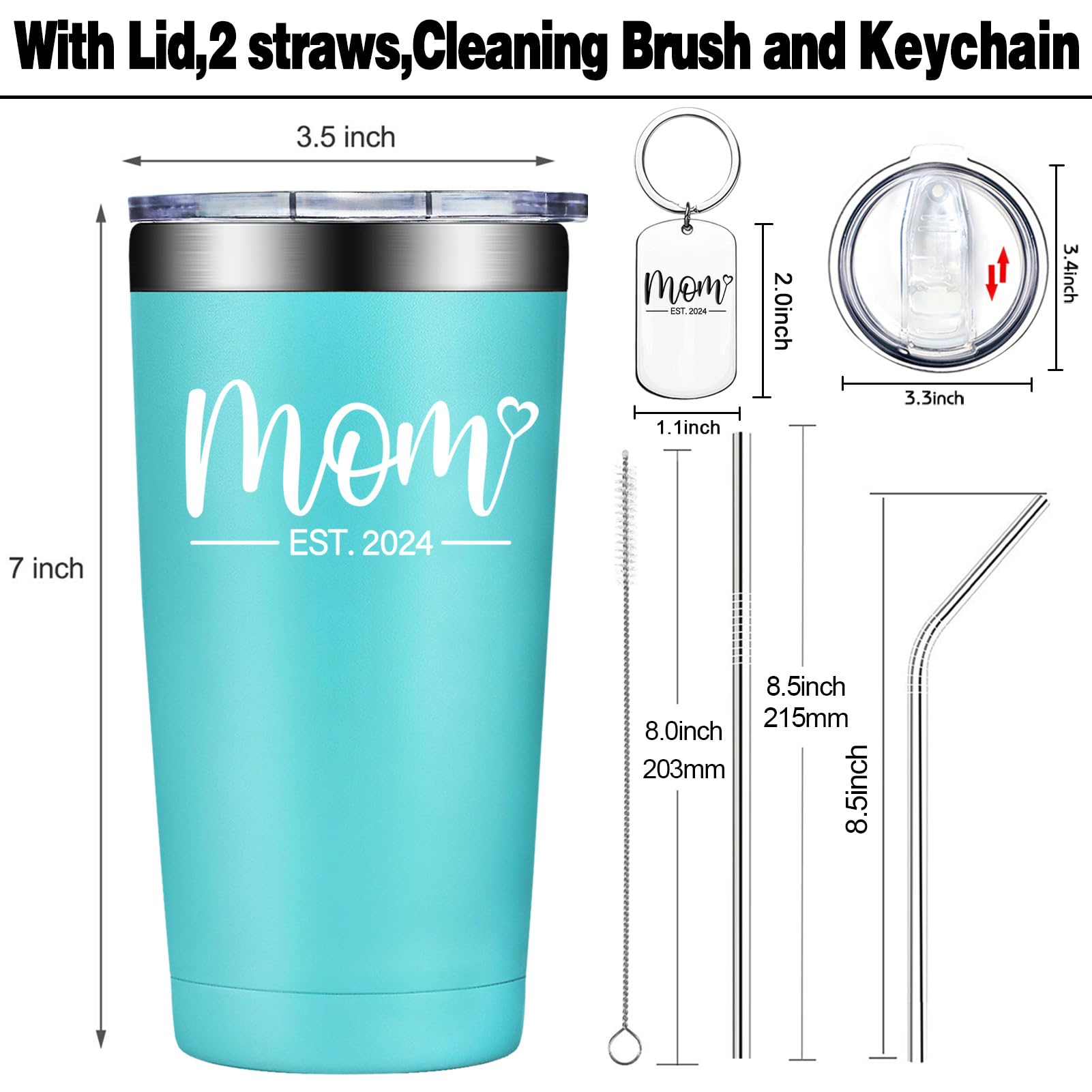 New Mom Gifts - Best Expecting Mom Gifts for Women - Mom Est. 2024-1st Mothers Day Gift for New Mom, New Mommy, Mom to be, Promoted to Mom - First Time Mom Tumbler Cup 20oz