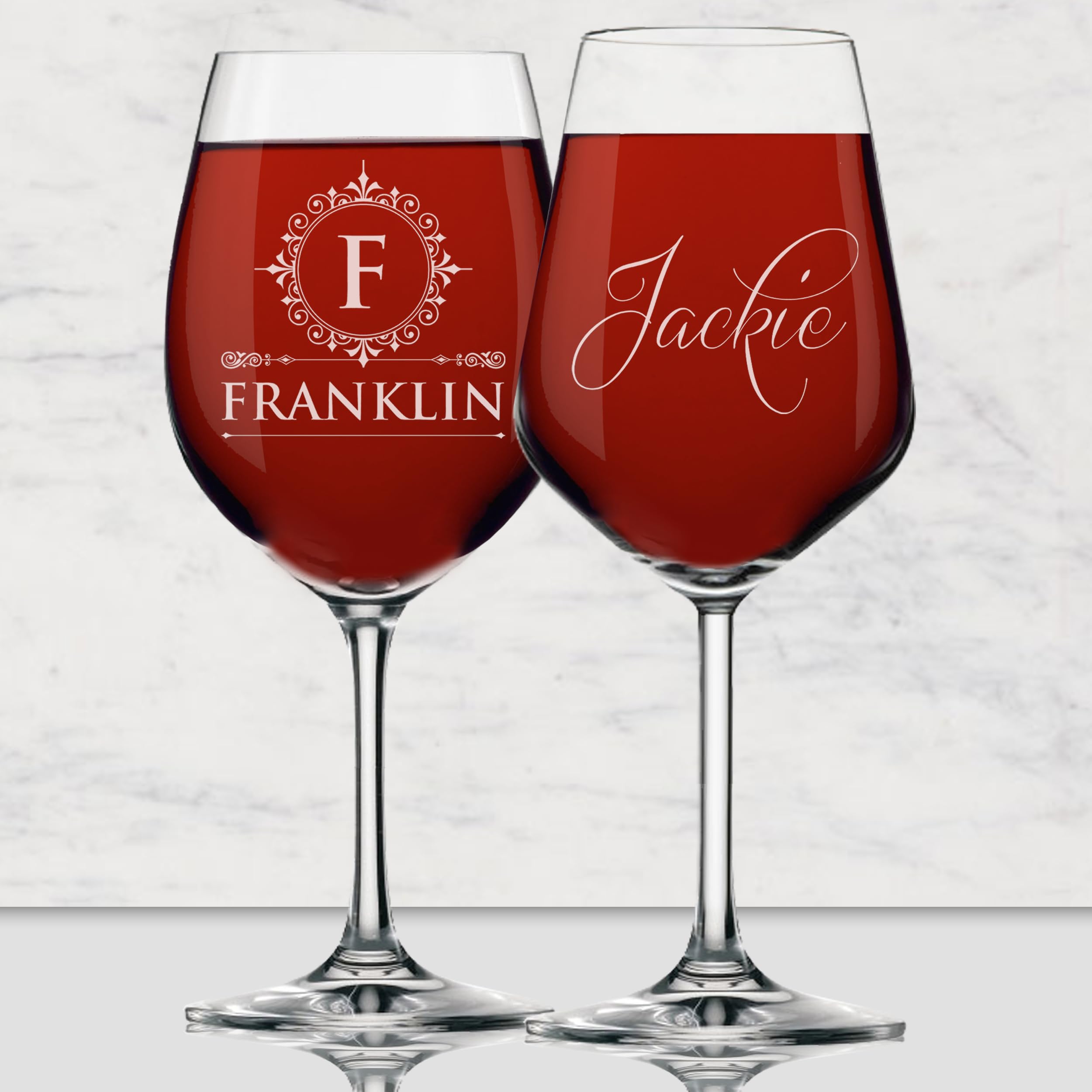 The Wedding Party Store, Personalized 16oz Wine Glass with Stem - Custom Engraved with Any Name and Initial