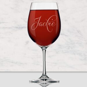 The Wedding Party Store, Personalized 16oz Wine Glass with Stem - Custom Engraved with Any Name and Initial