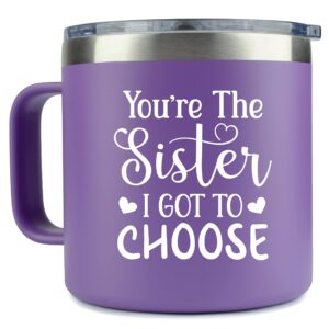 klubi gifts for best friend – “you’re the sister i got to choose” 14oz purple tumbler mug -cute idea for friendship, long distance, bestie, birthday, present, female, hostess, bff