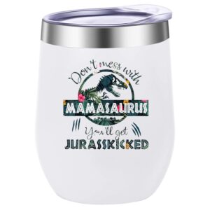 athand mothers day gifts mom gifts from daughter son mamasaurus tumbler with lid funny gifts for women 12oz stainless steel coffee mug