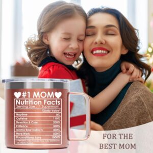 Breezy Valley Mothers Day Gifts for Mom from Daughter Son, Best Gifts for Mom Mug - #1 Mom Coffee Mug Gifts for Mom Mothers Day Mug, Happy Birthday Gifts Funny Mom Nutrition Facts Mug, 14oz