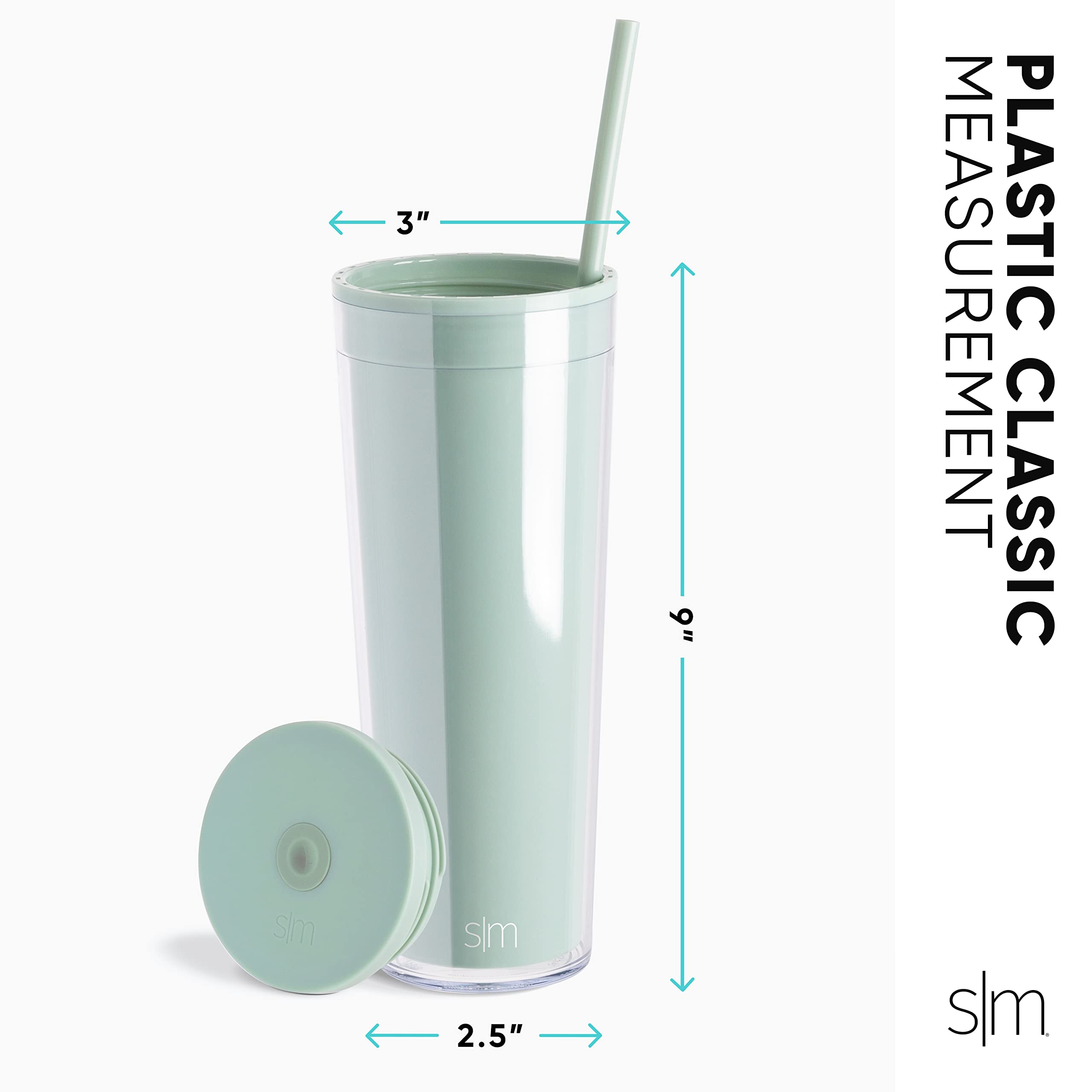 Simple Modern Plastic Tumbler with Lid and Straw | Reusable BPA Free Iced Coffee Cups Double Wall Smoothie Cup | Gifts for Women Men Him Her | Classic Collection | 24oz | Lavender Mist