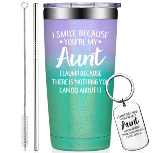 grifarny aunt gifts from niece, nephew - christmas mothers day birthday gifts for auntie, new aunt, aunt again, first time aunt, aunt to be - aunt tumbler cup 20oz