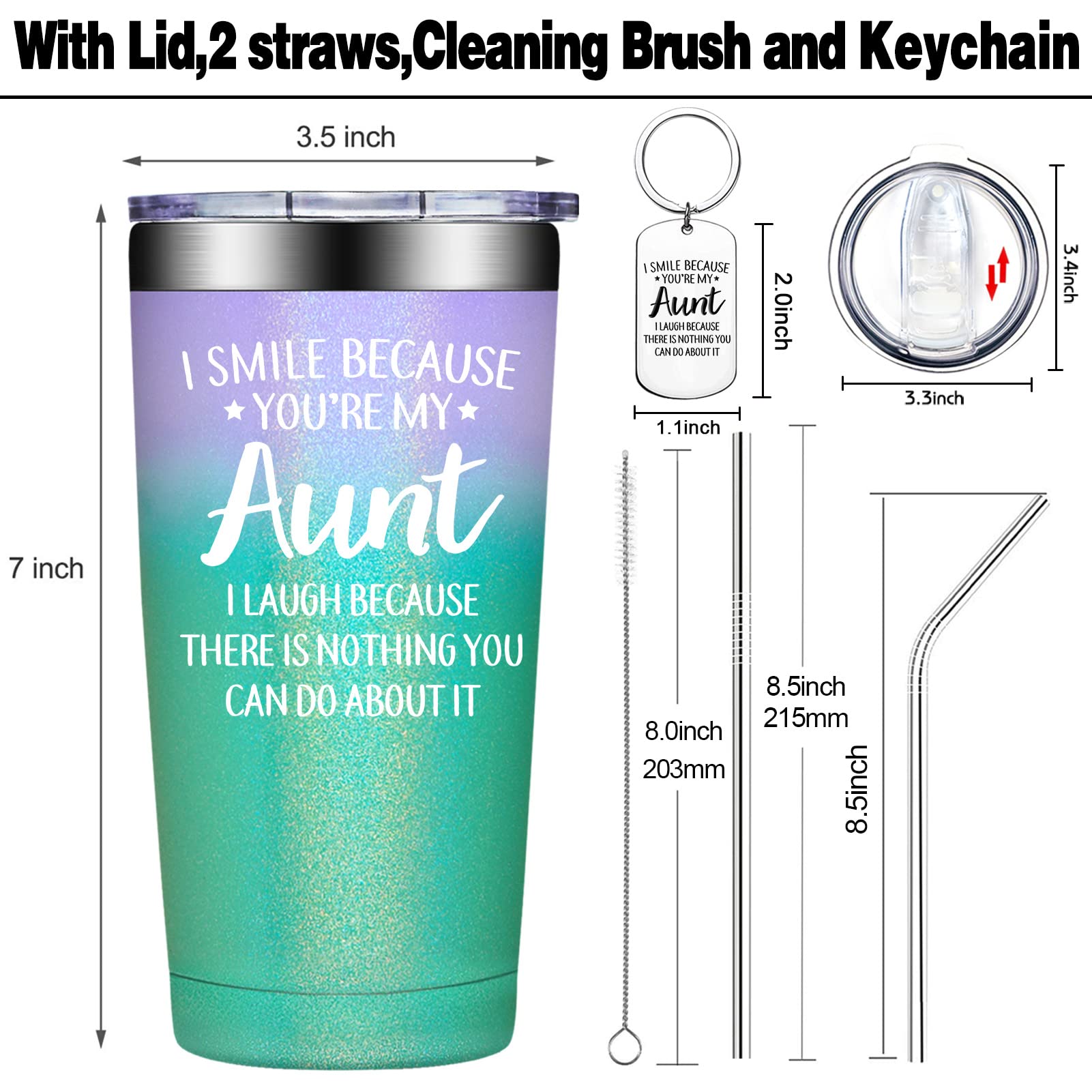 Grifarny Aunt Gifts from Niece, Nephew - Christmas Mothers Day Birthday Gifts for Auntie, New Aunt, Aunt Again, First Time Aunt, Aunt to Be - Aunt Tumbler Cup 20oz