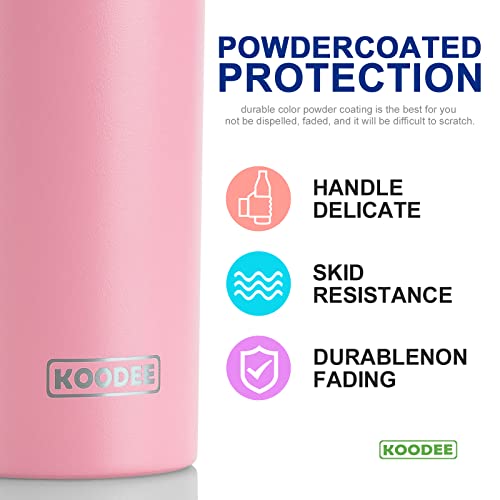 koodee 20 oz Stainless Steel Skinny Tumbler(4 Pack) Double Wall Insulated Water Tumbler Cup with Lids, Straws and Straw Brushe（Baby Blue/Pink/Sky Blue/Teal）