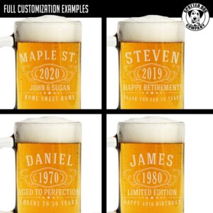 Personalized Gifts for Men Etched 16oz Glass Beer Mug - Customized Beer Gifts for Men, 40th Birthday Gifts for Brother, Custom Gifts for Him Man Father Dad, Regalos Personalizados para Hombre, Bernard