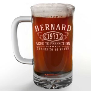 Personalized Gifts for Men Etched 16oz Glass Beer Mug - Customized Beer Gifts for Men, 40th Birthday Gifts for Brother, Custom Gifts for Him Man Father Dad, Regalos Personalizados para Hombre, Bernard