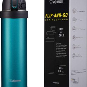 Zojirushi SM-QHE60GK, Flip-and-Go Stainless Mug, 20-Ounce, Teal