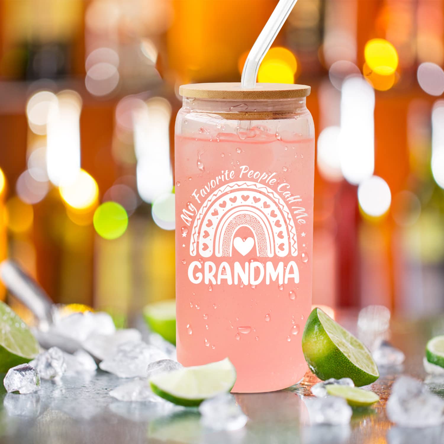 Grandma Gifts - Gifts for Grandma from Granddaughter, Grandson, Grandkids, Grandchildren - Grandma Birthday Gifts, Grandmother Gift Ideas, New Grandma Gifts First Time - 18Oz Can Glass