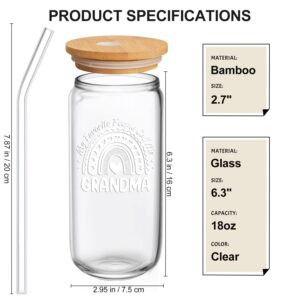 Grandma Gifts - Gifts for Grandma from Granddaughter, Grandson, Grandkids, Grandchildren - Grandma Birthday Gifts, Grandmother Gift Ideas, New Grandma Gifts First Time - 18Oz Can Glass