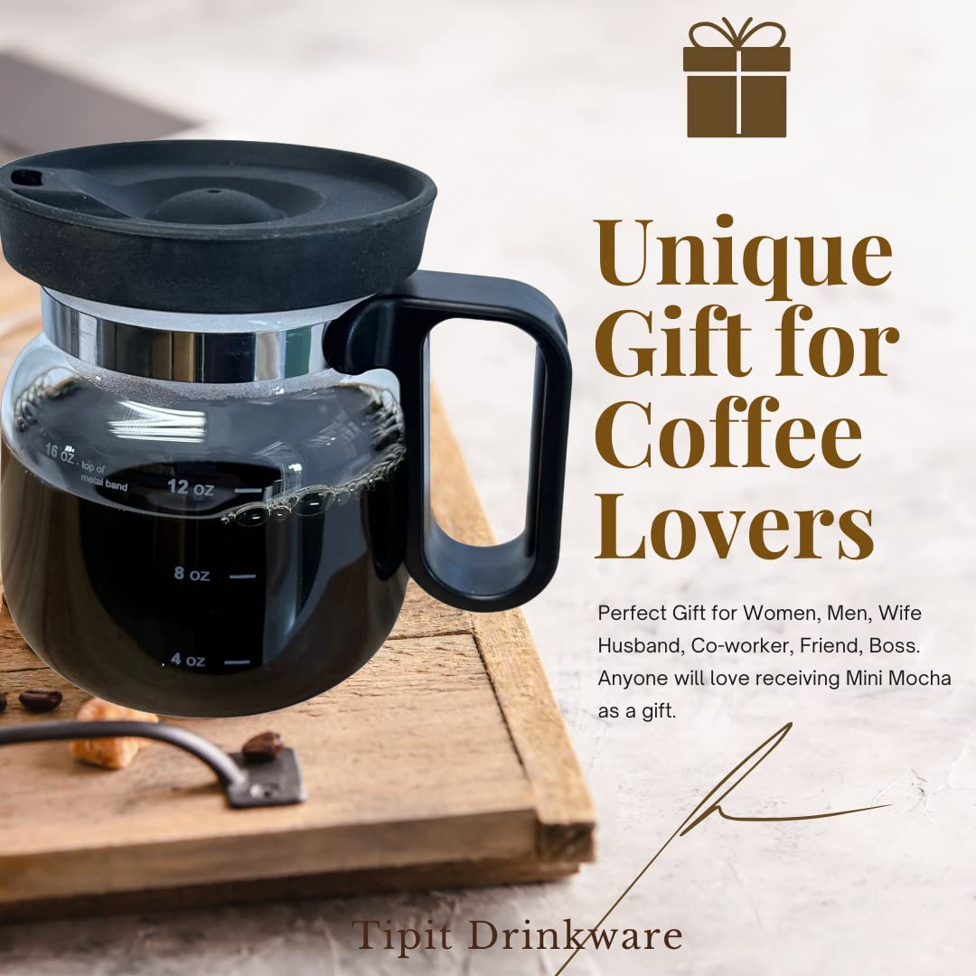 Tipit Drinkware Mini Mocha - Coffee Pot Coffee Mug - 16 oz Funny Coffee Pot Mug - Great Novelty Mug That Friends & Coworkers will love - Makes a Great Gift for Friends