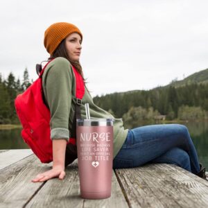 Ritgssi Nursing Student Gifts Nurse Graduation Gift Nurses Week Gifts 20oz Rose Gold Funny Travel Tumbler College Nurse Appreciation Gifts Chirstmas Presents Travel Cup Gift Set With Straw