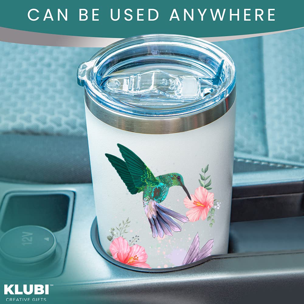 KLUBI Hummingbird Gifts for Women - Large 20oz Tumbler Mug for Coffee or Any Drink - Cute Idea for Bird Lovers