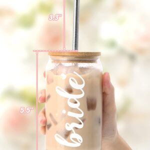 Nefelibata Teacher Appreciation Gifts Beer Can Glass Iced Coffee Glass Cup with Bamboo Lid Metal Straw 16oz Gift Teach Love Inspire Drinking Glasses Scool Staff Smoothie Tumbler Mug for Women Spring