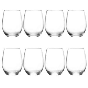 clear 20oz stemless wine glass,large cup for enhanced aeration with durable chip resistant rim for white wine,beverage cups for red wine,sleek modern drinking tumbler drinking glass 8pack